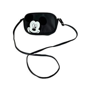 Disney Black Crossbody Small Bag Oval Mickey Top Zip Faux Leather